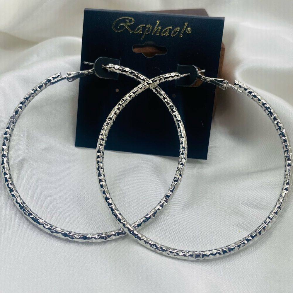 Rapha Silver Textured Hoop Earrings